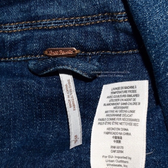 FREE PEOPLE Denim Military Band Jacket - Picture 7 of 8